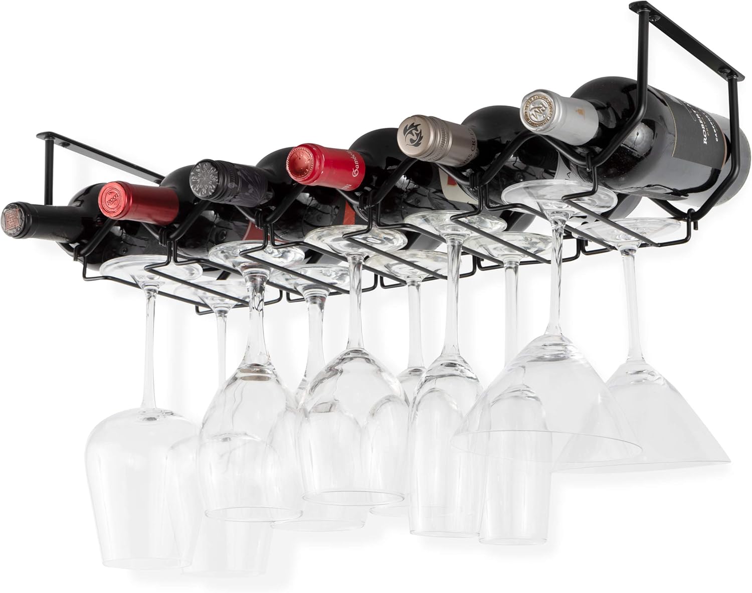 Home Bar And Cabinet - Under Cabinet Wine Rack & Glasses