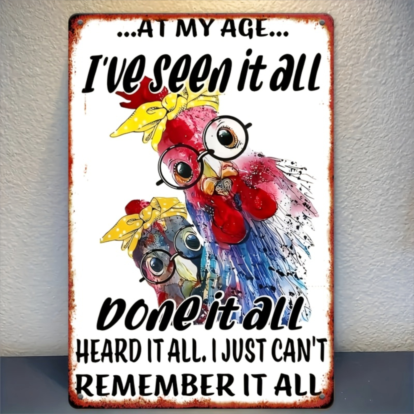 Metal Sign Funny Chicken Wall  - Home Bar And Kitchen recension och pris