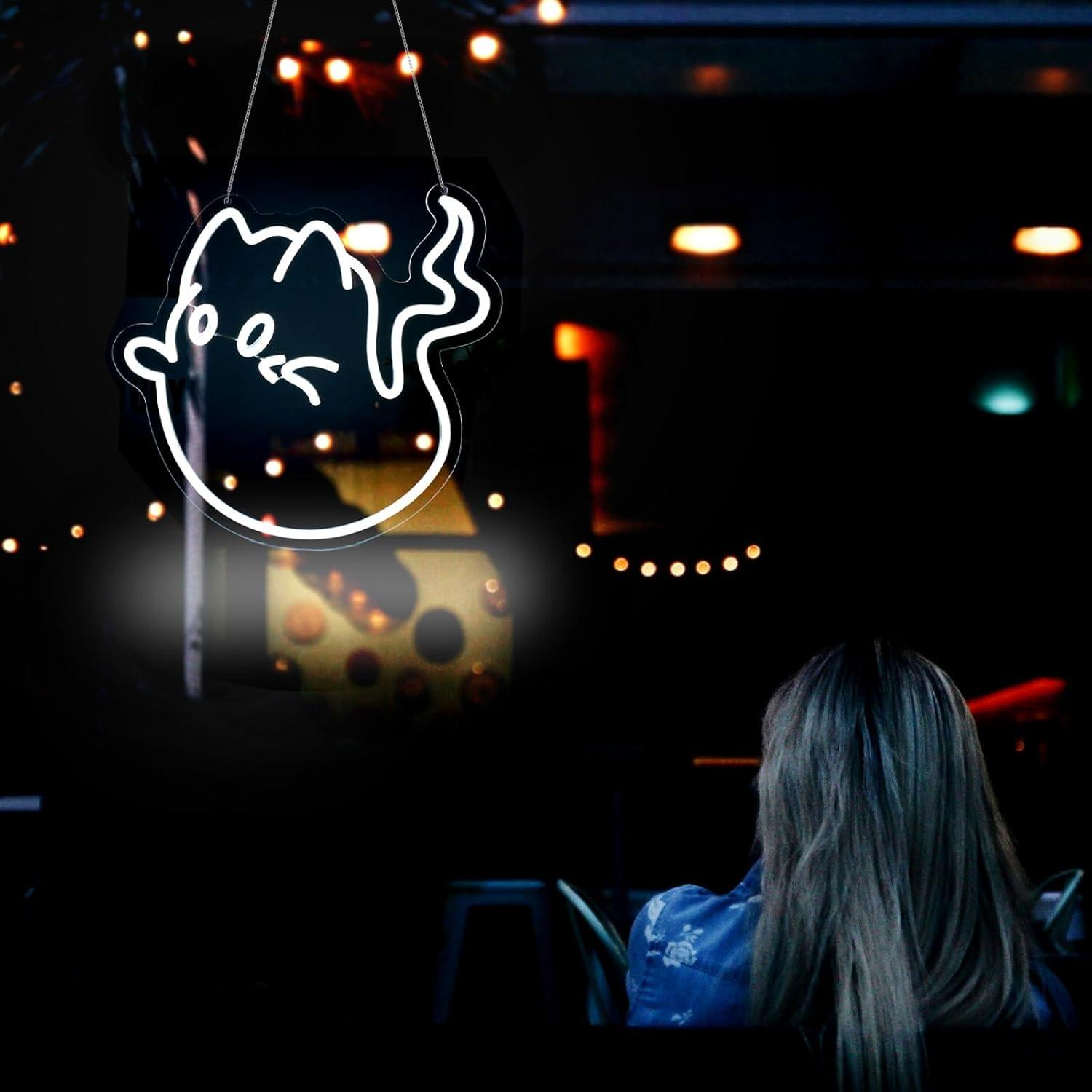 Cat Ghost Neon Sign USB Powere - Home Bar Signs recension och pris