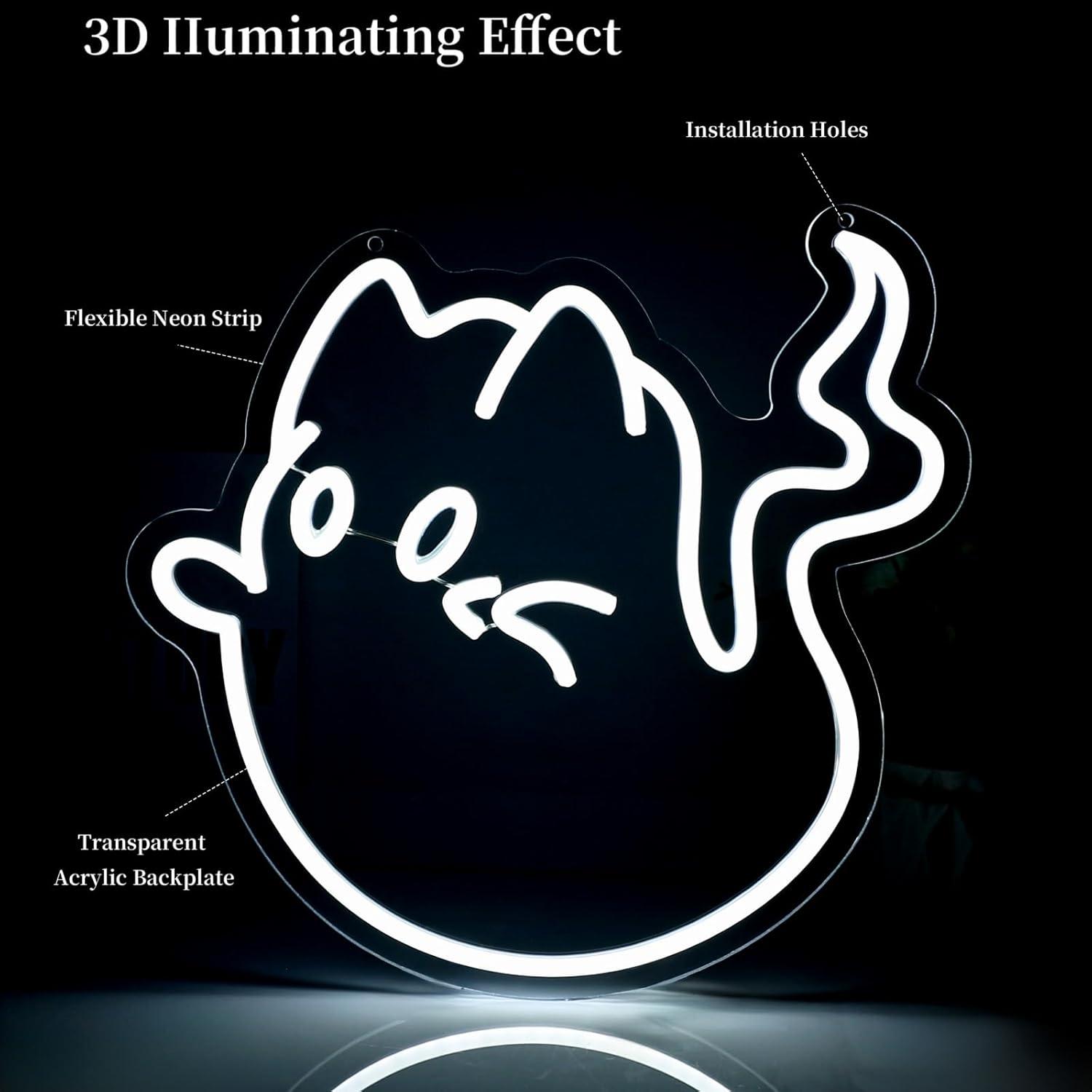 Cat Ghost Neon Sign USB Powere - Home Bar Signs recension och pris