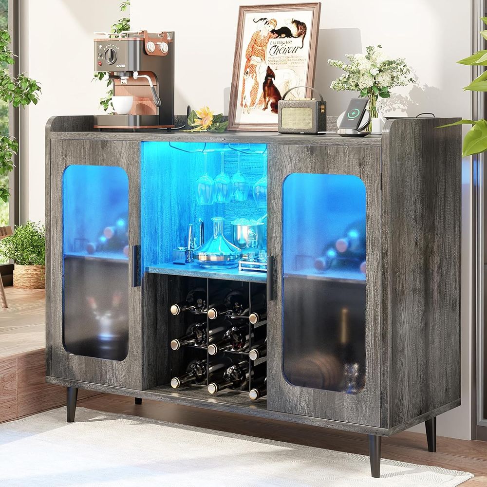 Wine Bar Cabinet with Power Ou - Home Bar And Cabinet recension och pris