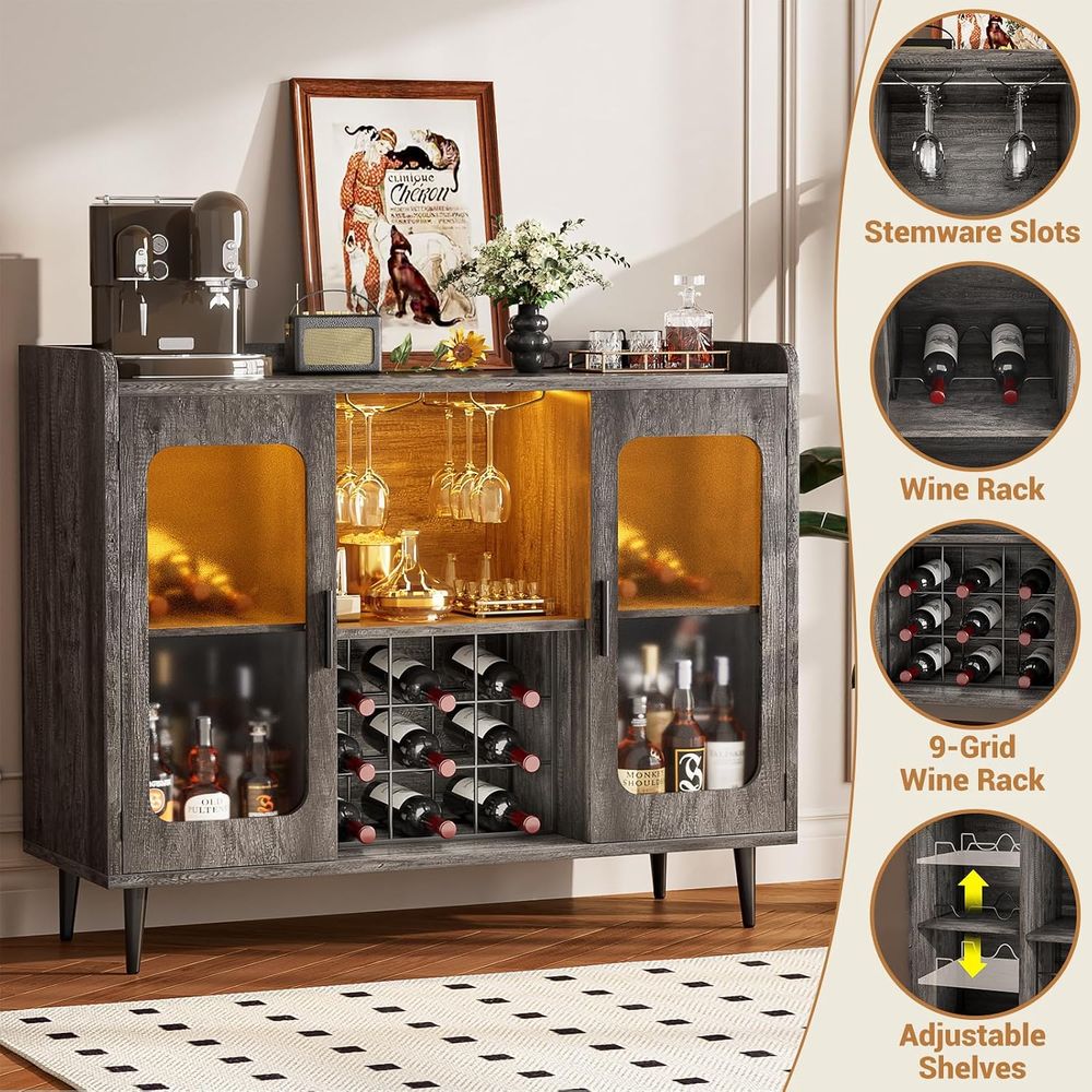Wine Bar Cabinet with Power Ou - Home Bar And Cabinet recension och pris