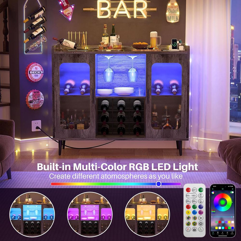 Wine Bar Cabinet with Power Ou - Home Bar And Cabinet recension och pris