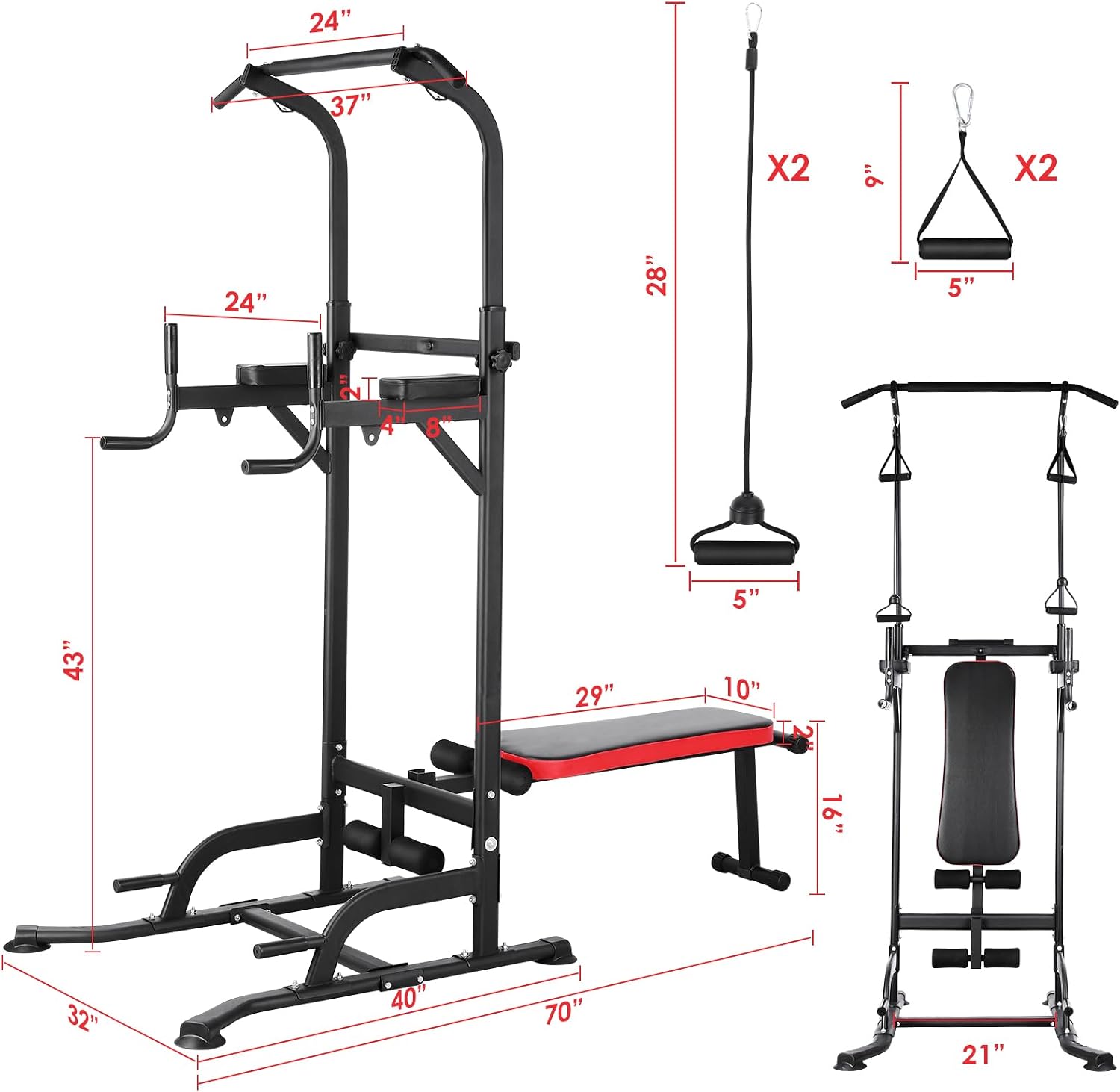 Power Tower with Bench, Pull U - Home Bar Stand recension och pris