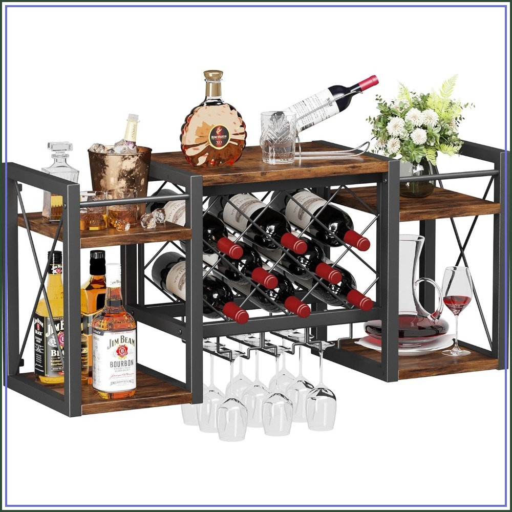 Wall Mounted Wine Rack with Gl - Home Bar Shelf recension och pris