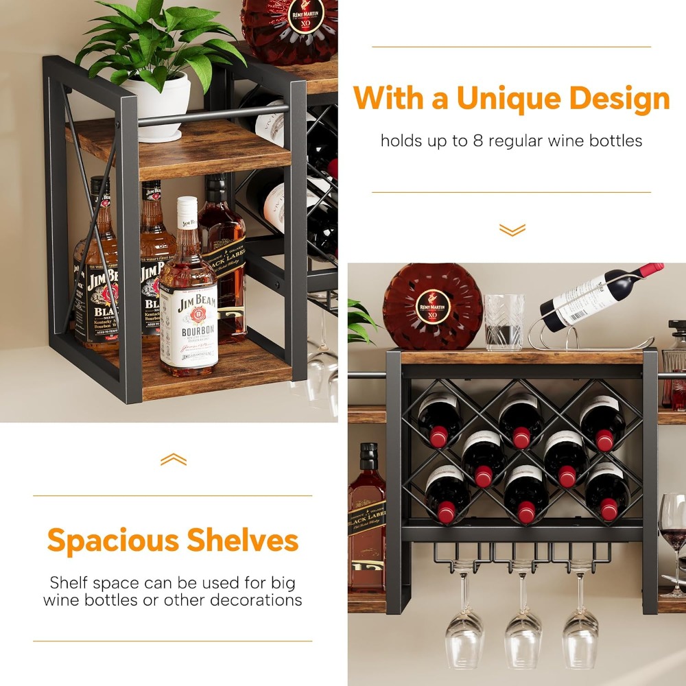 Wall Mounted Wine Rack with Gl - Home Bar Shelf recension och pris