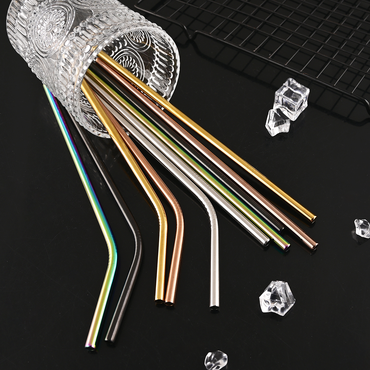 14Pcs Reusable Rose Gold Straw - Home Bar Shelf recension och pris