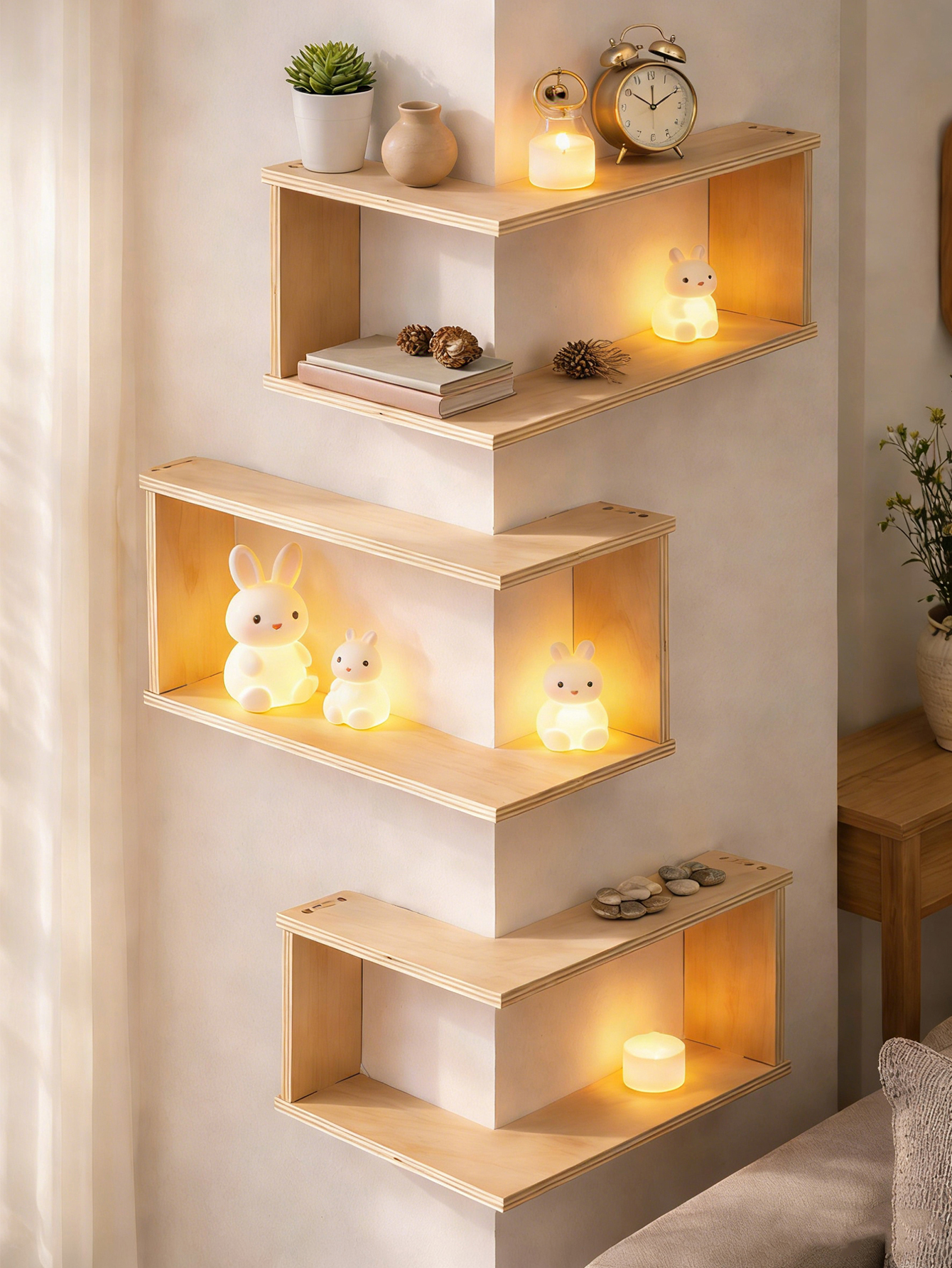 Corner Floating Wooden Shelves - Home Bar Shelf recension och pris