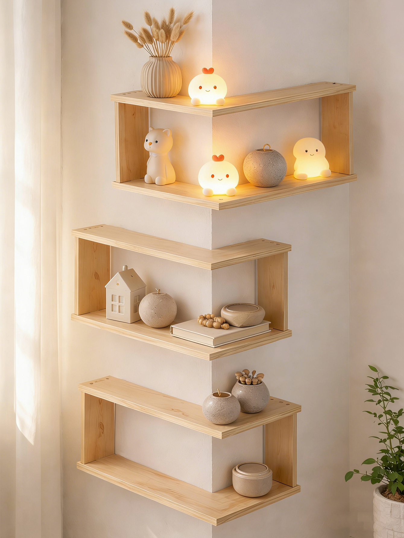Corner Floating Wooden Shelves - Home Bar Shelf recension och pris