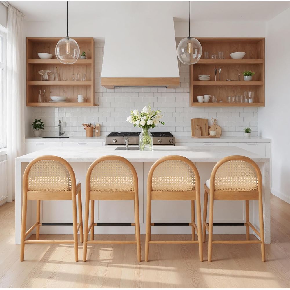 Set of 4 26 Inch Rattan Bar St - Home Bar Stools recension och pris