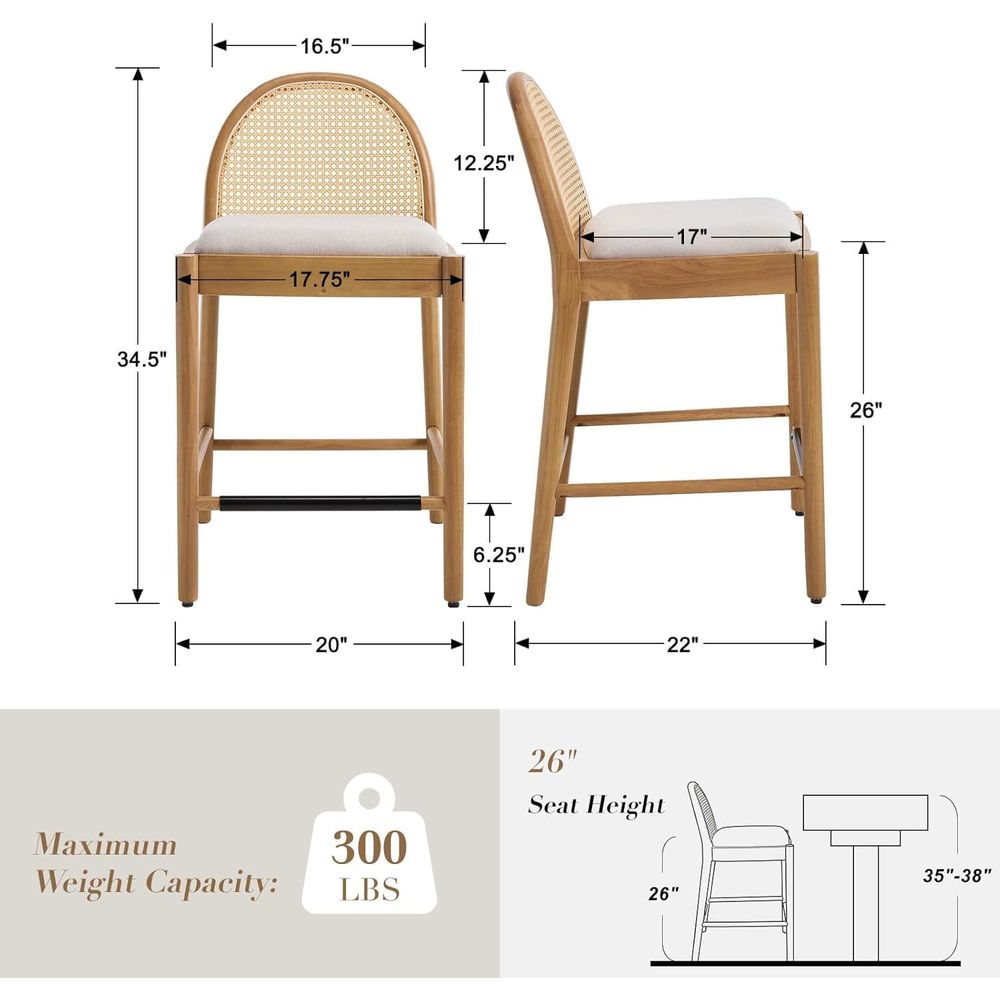 Set of 4 26 Inch Rattan Bar St - Home Bar Stools recension och pris