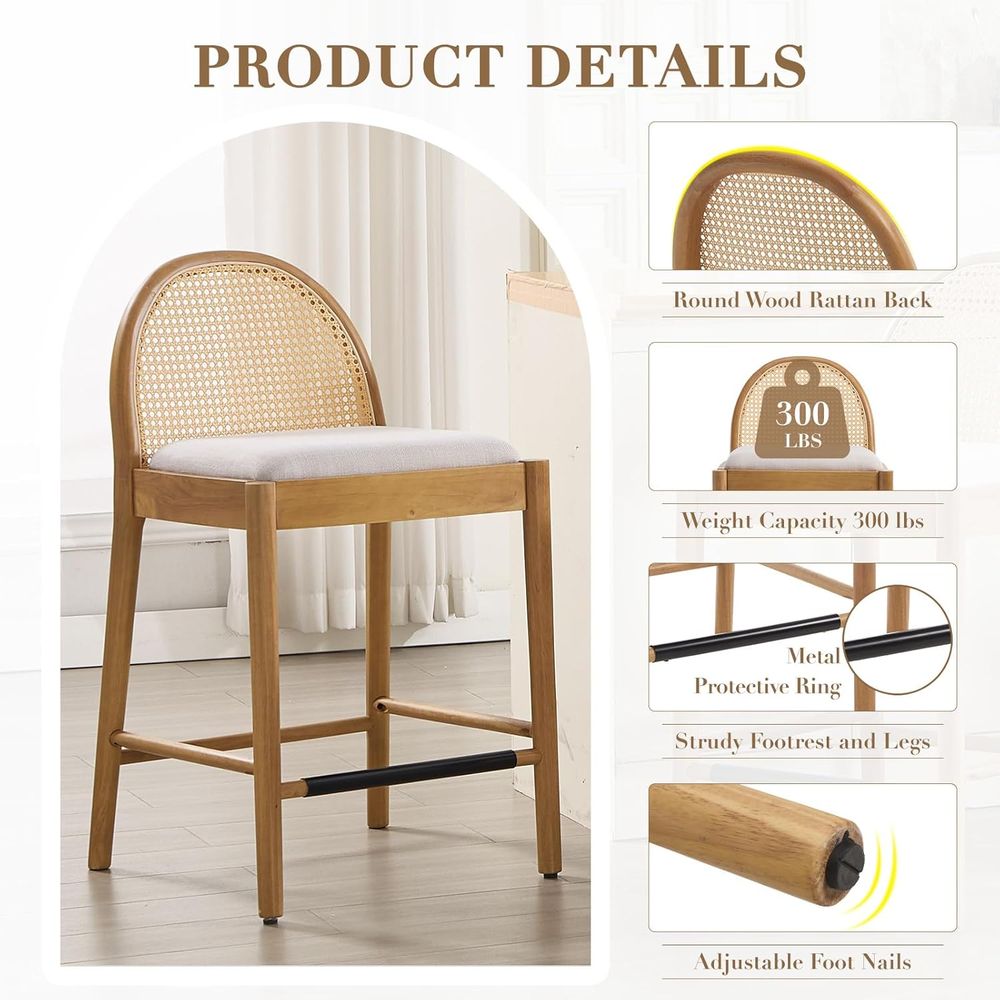 Set of 4 26 Inch Rattan Bar St - Home Bar Stools recension och pris
