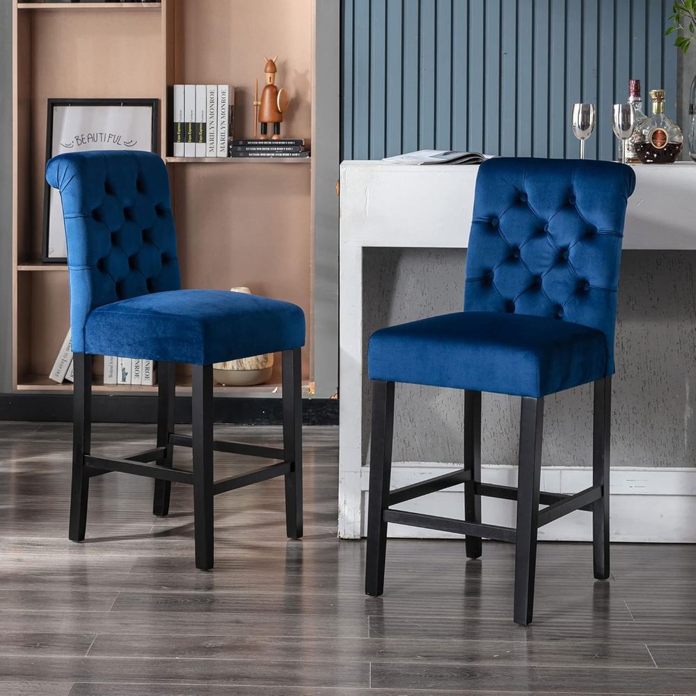 Pair of 26 Velvet-Padded Count - Home Bar Stools recension och pris